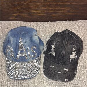 2 Stylish Kids Denim Caps - Blue and Black